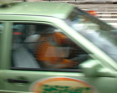 Orange taxi driver